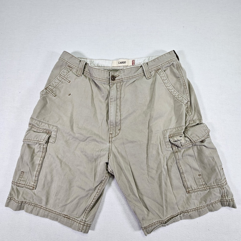 Levi's Mens Cargo Shorts Size 40 Khaki Casual 100% Cotton 9.5" Inseam